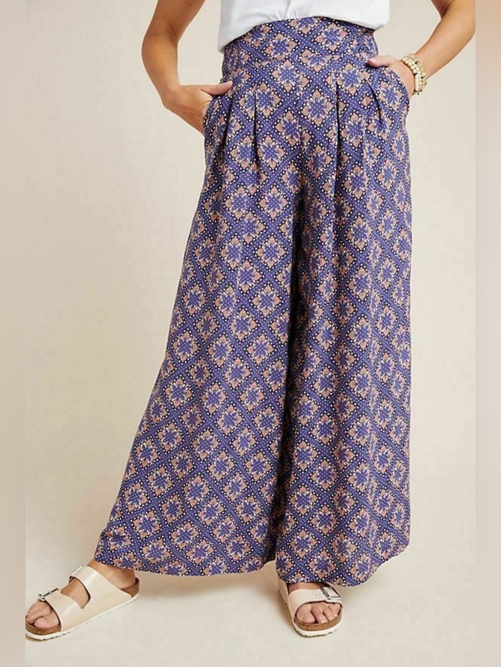 Maeve by Anthropologie Terrace Floral Wide-Leg Palazzo Pants